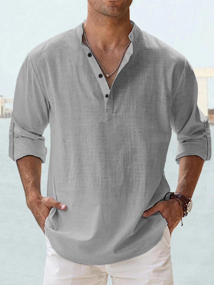 Victor™ – Henley Neck Pustende Langermet Skjorte
