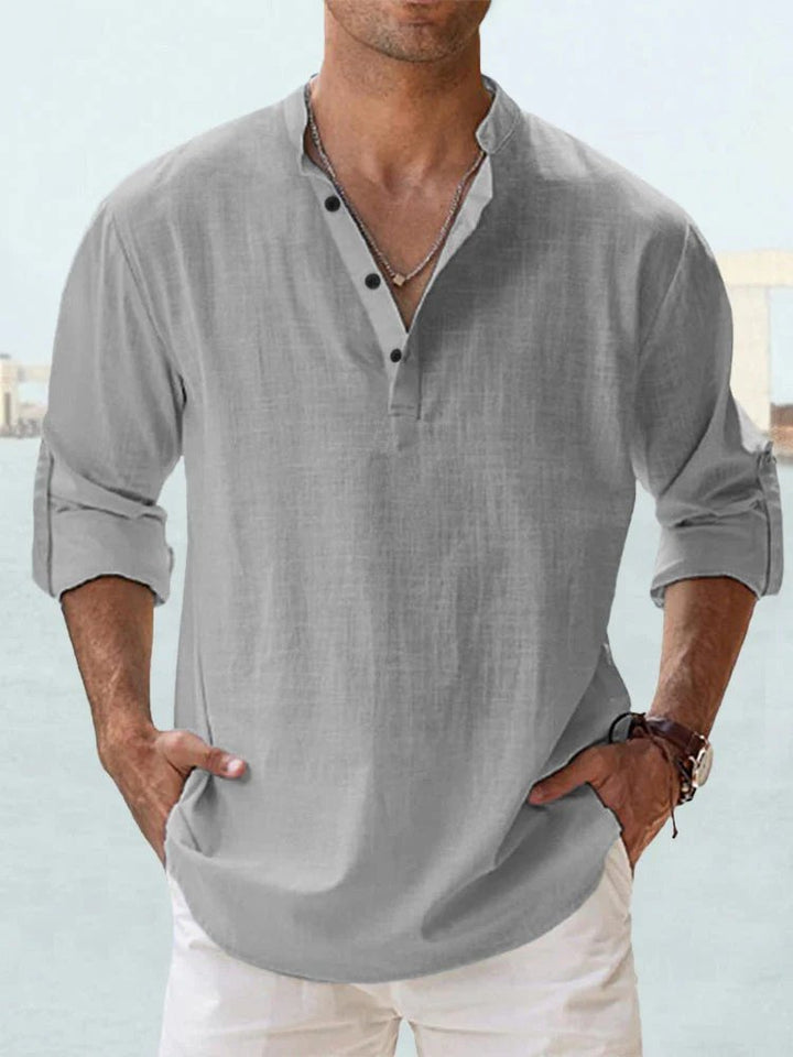 Victor™ – Henley Neck Pustende Langermet Skjorte
