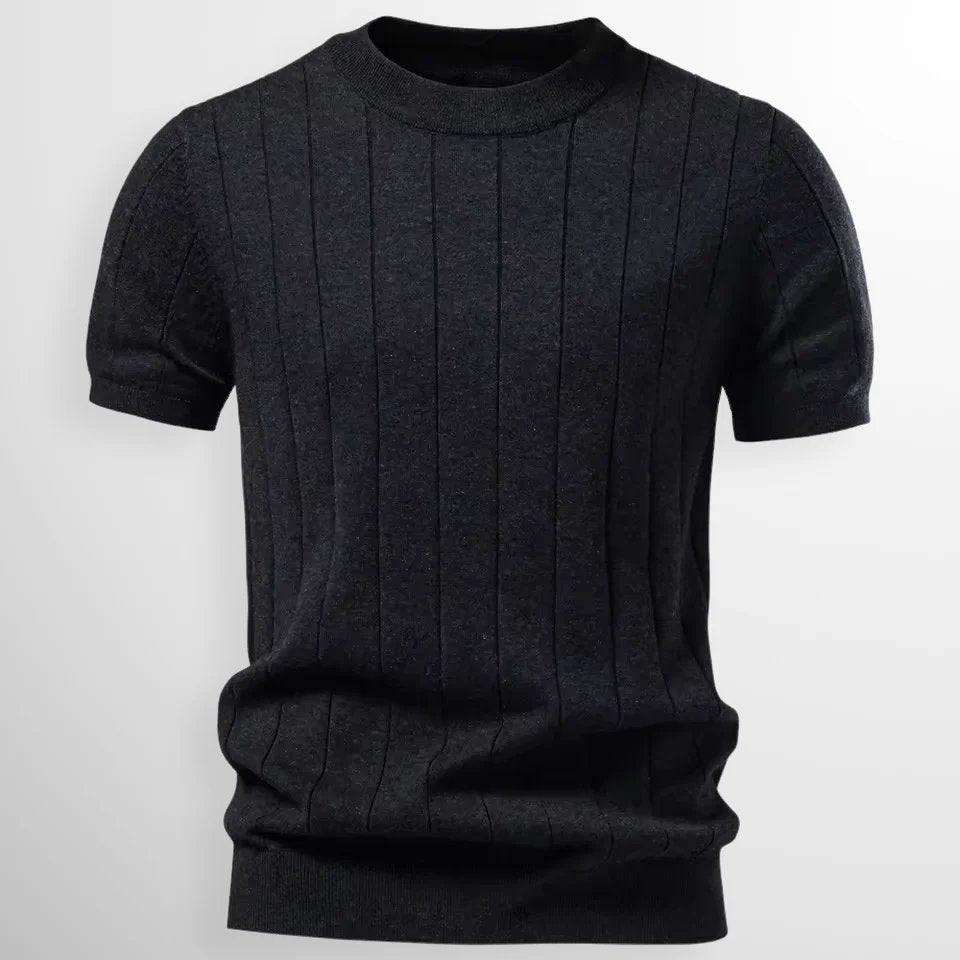 Rafael™ – Ribbete Rundhalset Kortermet Genser Tee
