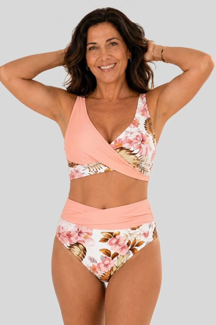 Melissa™ – Blomstrete Høy midje Wrap Bikini-sett