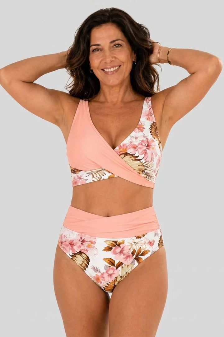 Melissa™ – Blomstrete Høy midje Wrap Bikini-sett