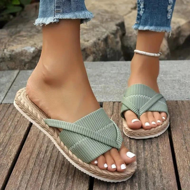 Carina™ – Krossrem Espadrille Plattform Sandaler
