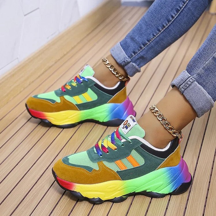 Charlotte™ – Regnbue Snøring Plattform Sneakers