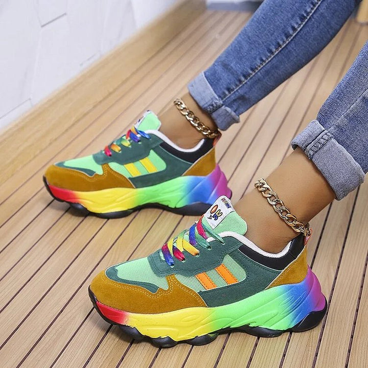 Charlotte™ – Regnbue Snøring Plattform Sneakers