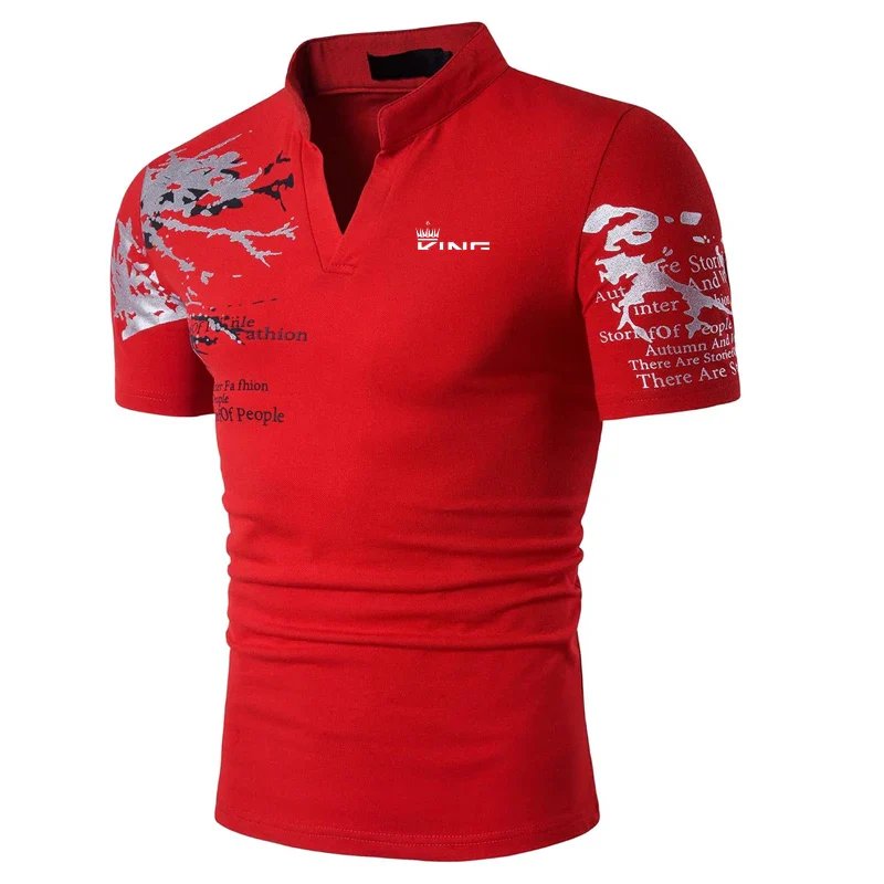 Markus™ – | Dristig grafisk trykk V-hals polo skjorte
