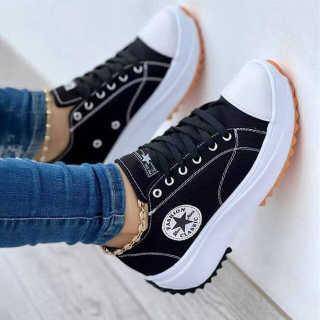 Hedvig™ – Ortopediske plattform sneakers med snøring i lerret