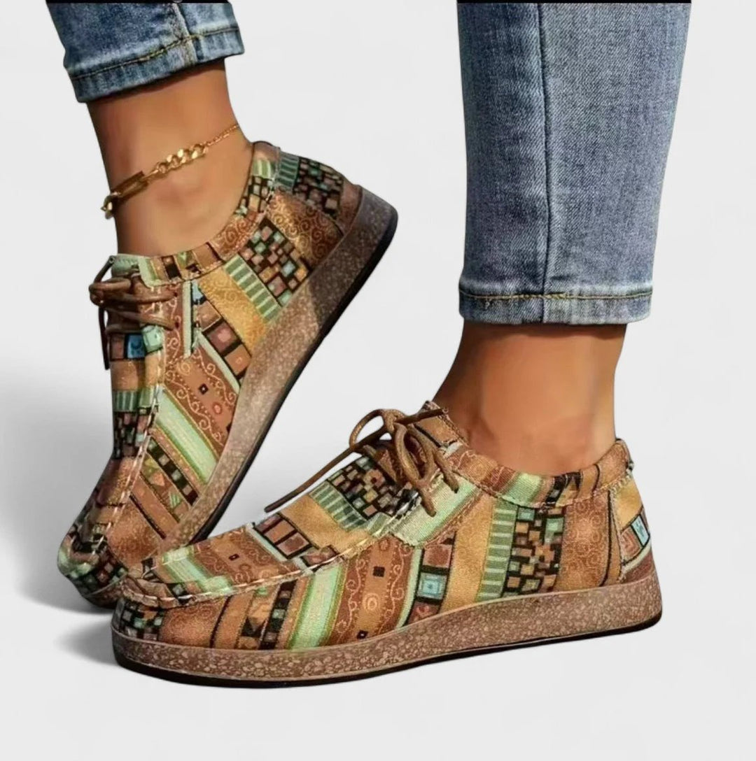 Tonje™ – | Boho Patchwork Snøring Plattform Sneakers