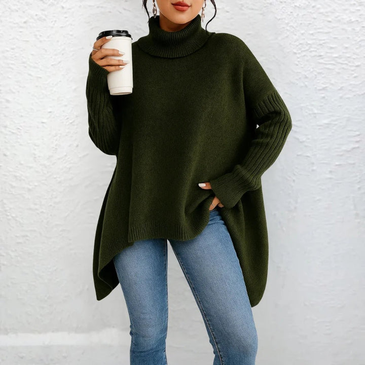 Maud™ – Oversized høyhalset genser med høy/lav design