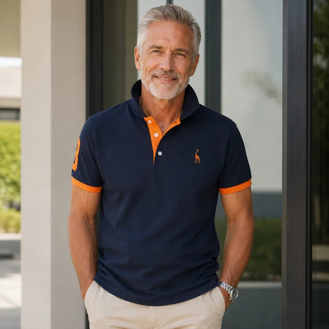 Gustav™ – Polo-skjorte med kontrastkant og broderi