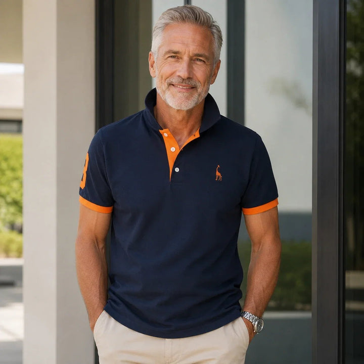 Gustav™ – Polo-skjorte med kontrastkant og broderi