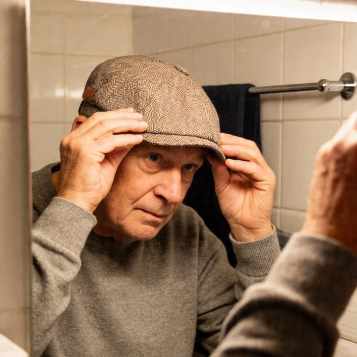 David™ – Herringbone Newsboy Caps med Knappekrone