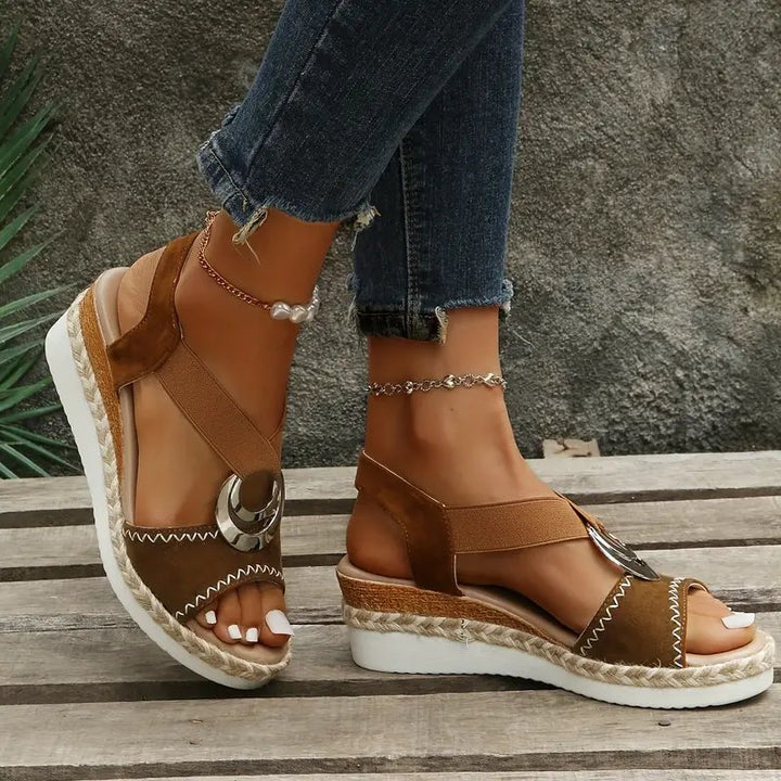 Fiona™ – Flettet Espadrillo Hæl Platå Sandaler