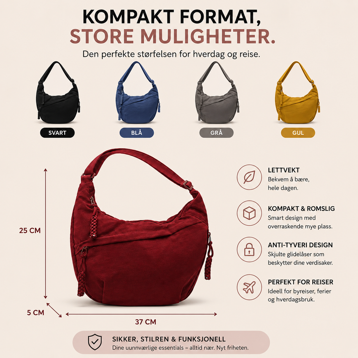 Mirelle™ – Anti-tyveri Halvmåne Crossbody Skulderveske