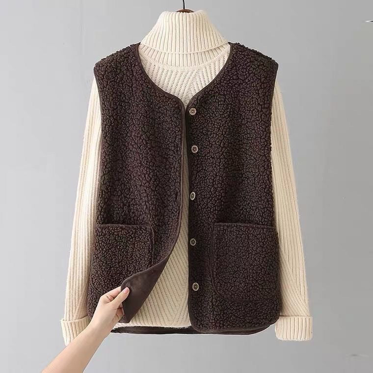 Svanhild™ – Koselig knappfront vest med lommer