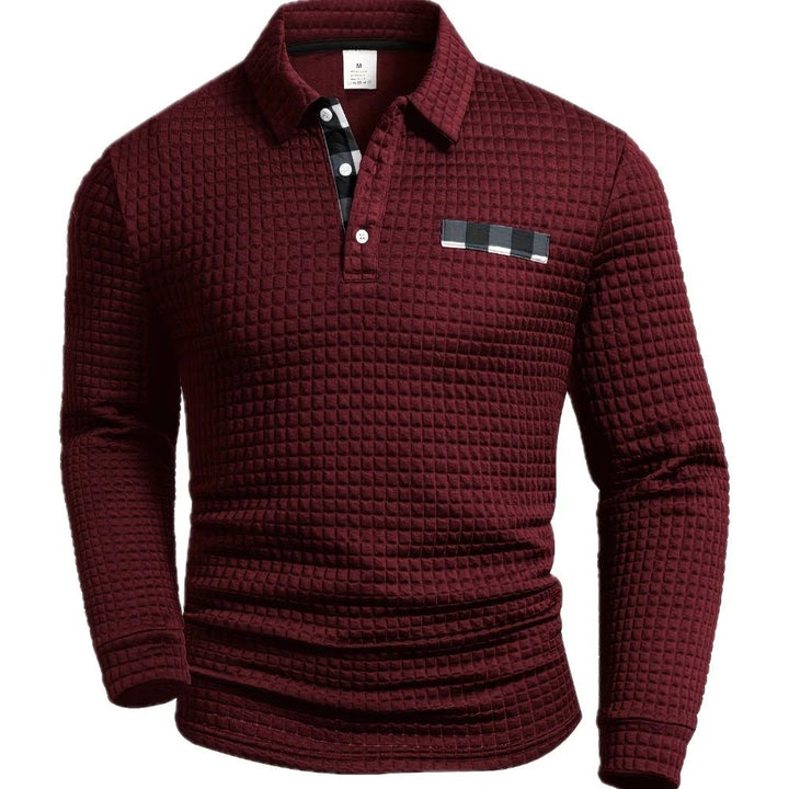 Hallvard™ – Vaffelstrukturert langermet polo-skjorte