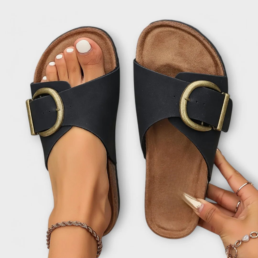 Erika™ – Ortopediske Buckle Strap Sandaler med Korksåle