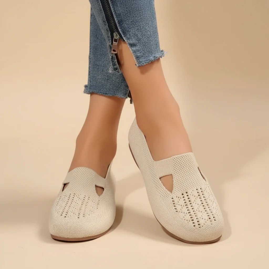 Kerstin™ – Pustende Mesh Cutout Slip-On Flats
