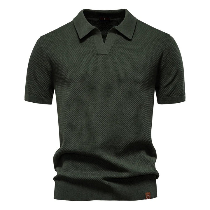 Hugo™ – | Strukturert Strikket Polo med Åpen Krage