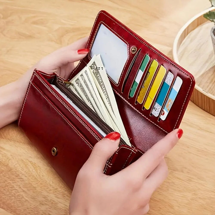 Victoria™ – Ekte skinn tri-fold lommebok med dekorativt hardware