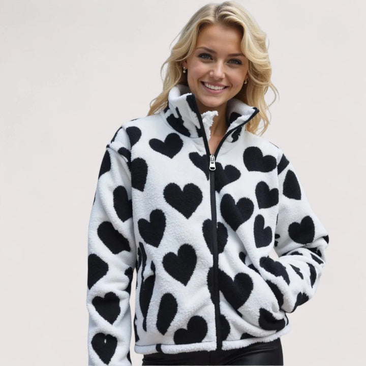Lovaire™ – Reversibel Jakke med Hjerteprint og Glidelås