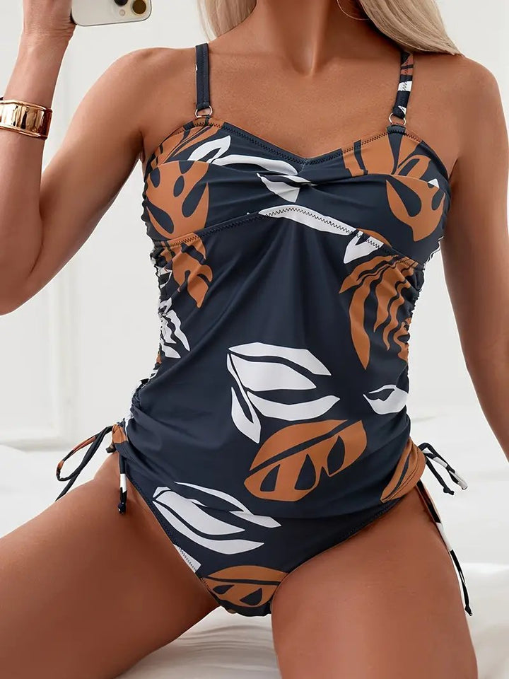 Marbella™ – Tankini svømme sett med tropisk bladtrykk