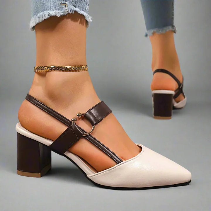 Grete™ – Spiss Slingback Blokkhæl Pumps