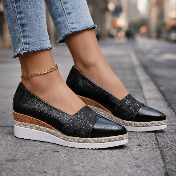 Karine™ – Glitrende Wedge Slip-On Sneakers