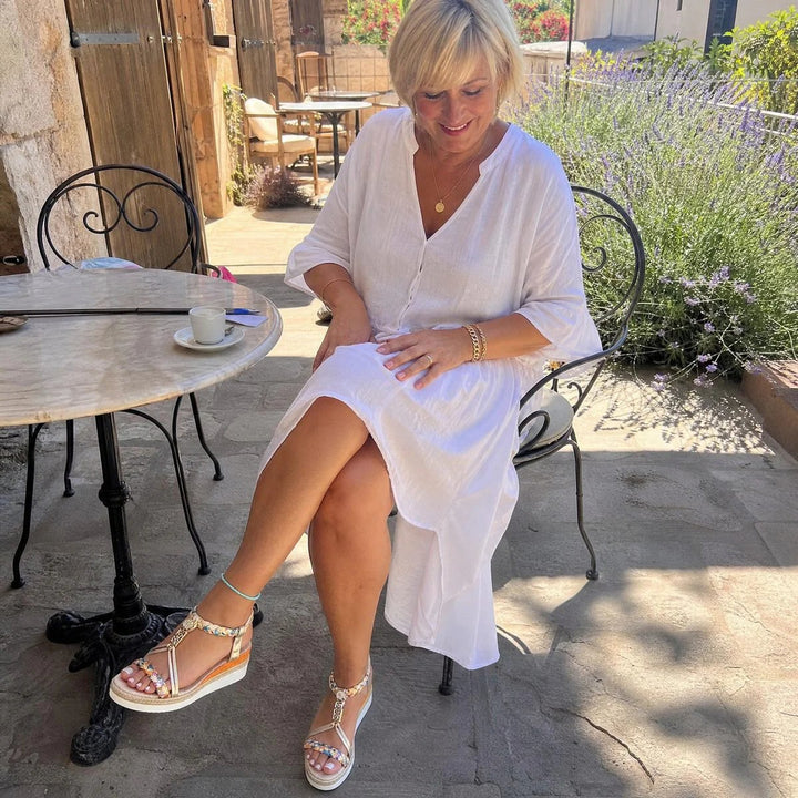 Amanda™ – Flettet Blomster Høydeplattform Sandaler
