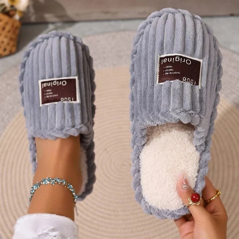 Elva™ – Ribbete Plysj Polstrede Slip-On Tøfler