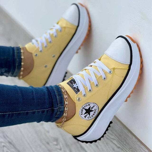 Hedvig™ – Ortopediske plattform sneakers med snøring i lerret