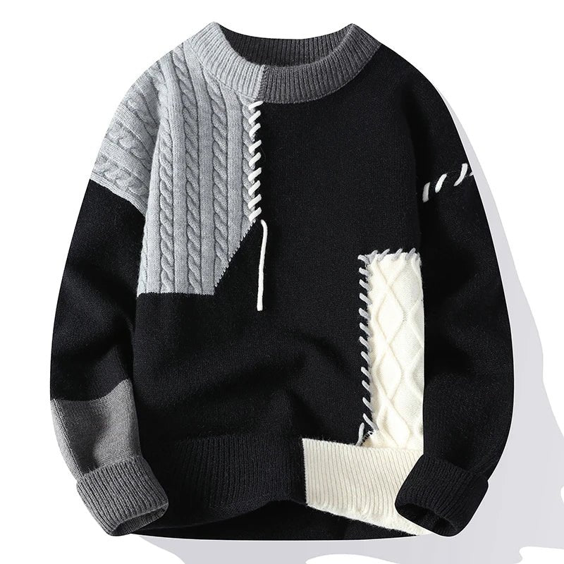 Aksel™ – Fargeblokk Kabelstrikk Crewneck Genser