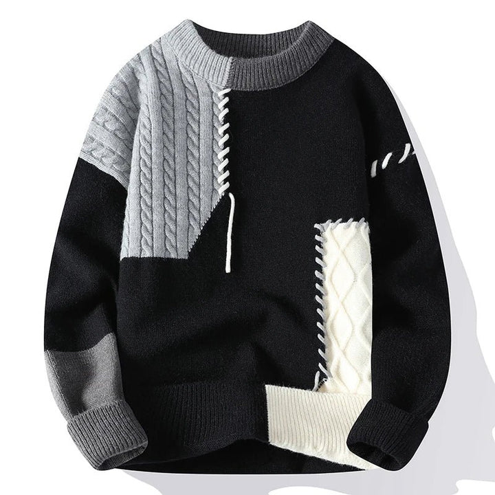 Aksel™ – Fargeblokk Kabelstrikk Crewneck Genser