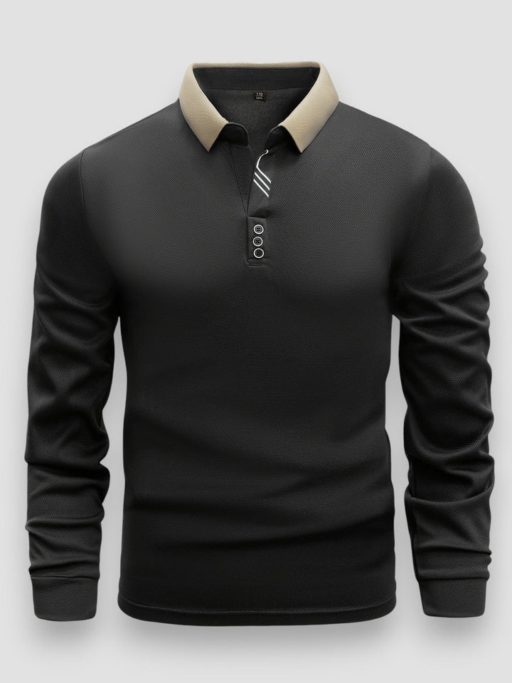 Casper™ – Langermet Polo Skjorte med Kontrasterende Krage