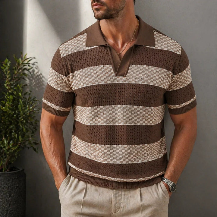 Leo™ – Åpen Krage Teksturert Strikke Polo Shirt