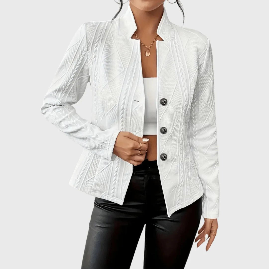Serena™ – Teksturet Blazer med Knapp-fremme og Tett Passform