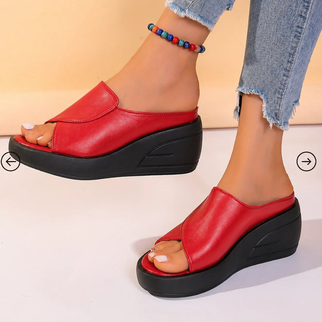 Mette™ – | Ortopediske Peep Toe Wedge Sandaler