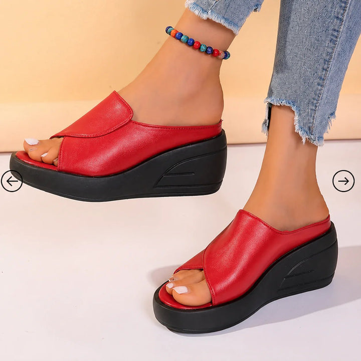 Mette™ – | Ortopediske Peep Toe Wedge Sandaler