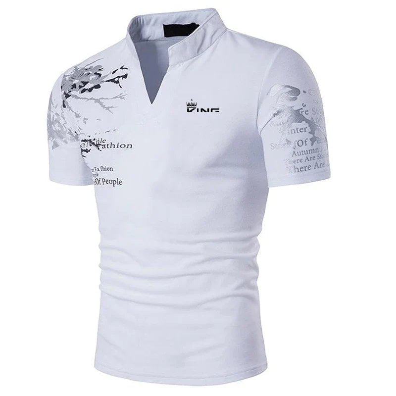 Markus™ – | Dristig grafisk trykk V-hals polo skjorte