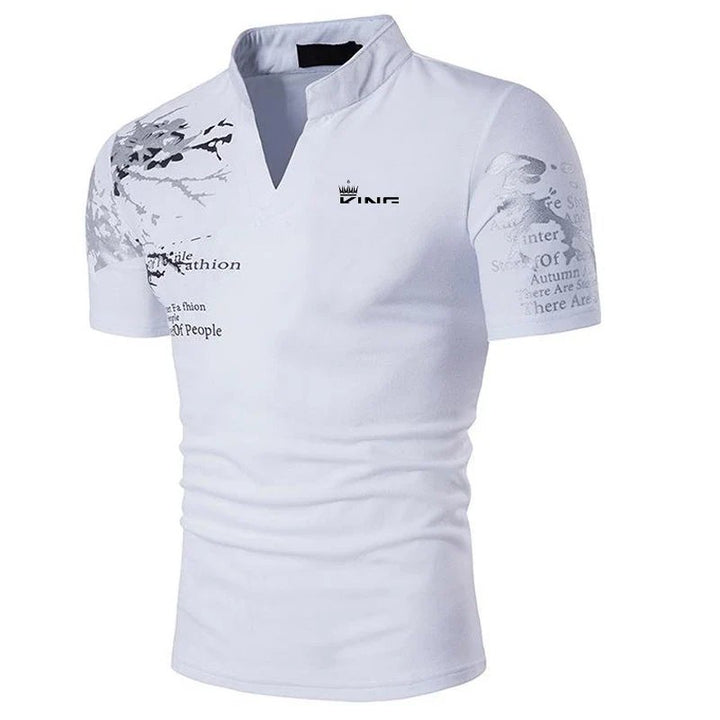Markus™ – | Dristig grafisk trykk V-hals polo skjorte