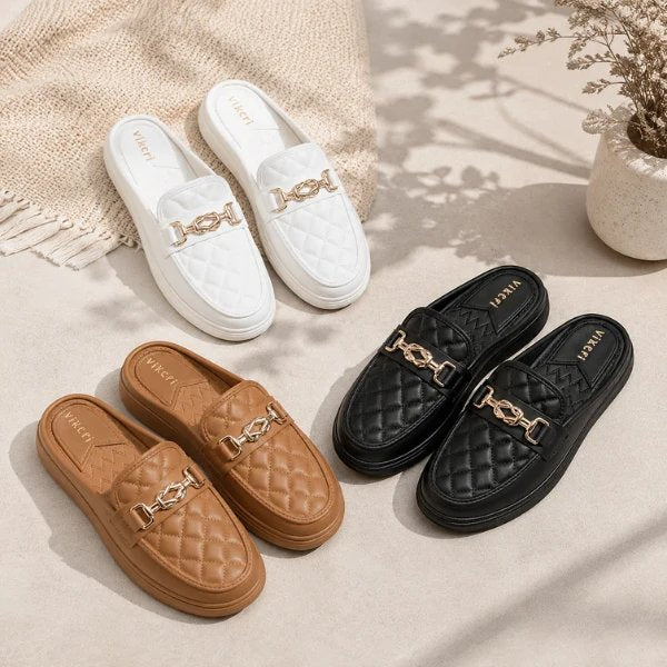 Laila™ – Vatterte Kjede Pute Loafers Mules