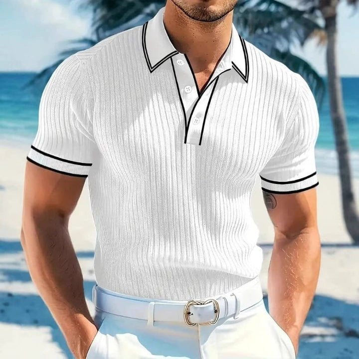 Alexander™ – Ribbed Knit Button-Front Polo Shirt