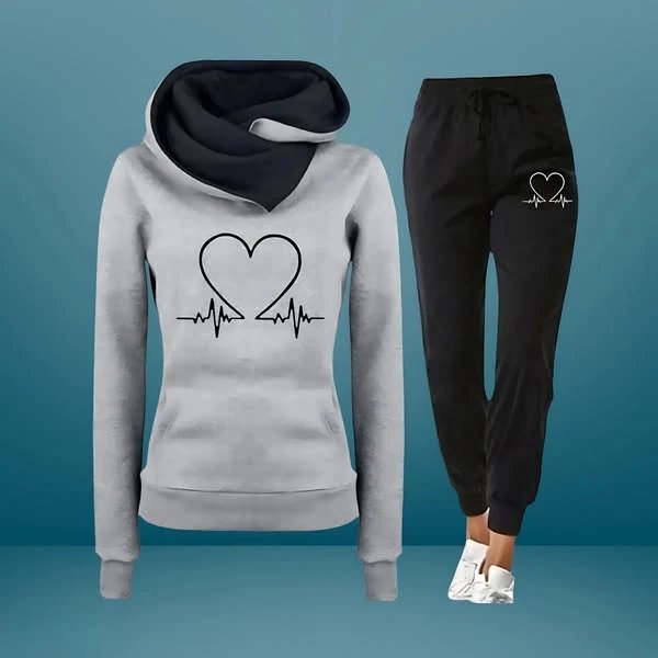 HeartBeat™ – Hettegenser med hjerteprint og loungewear-sett