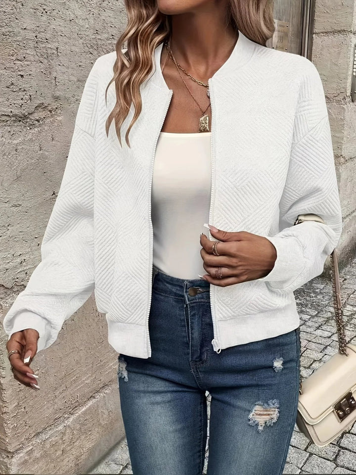 Laura™ – Teksturert Zip-Up Bomberjakke