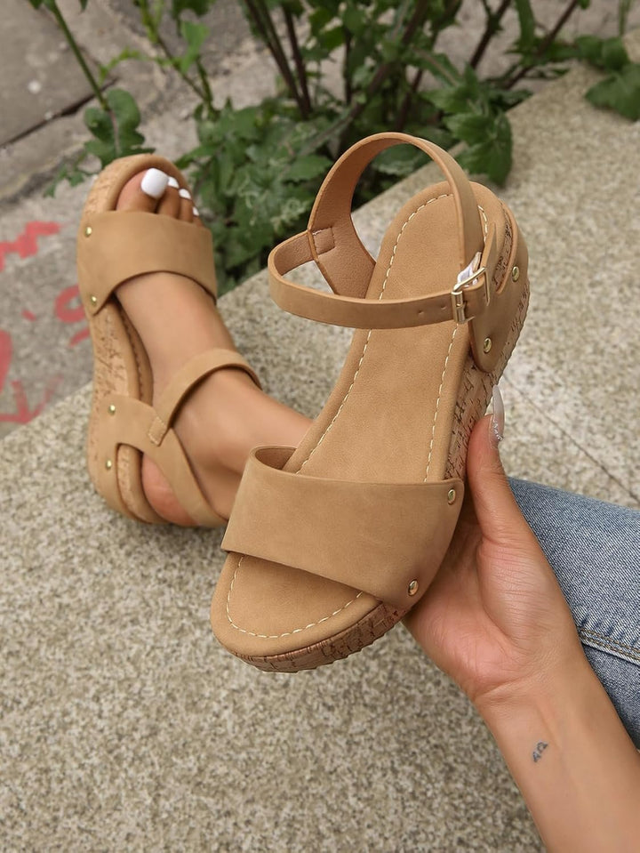 Henrikke™ – Ankelstropp Kork Wedge Plattformsandaler