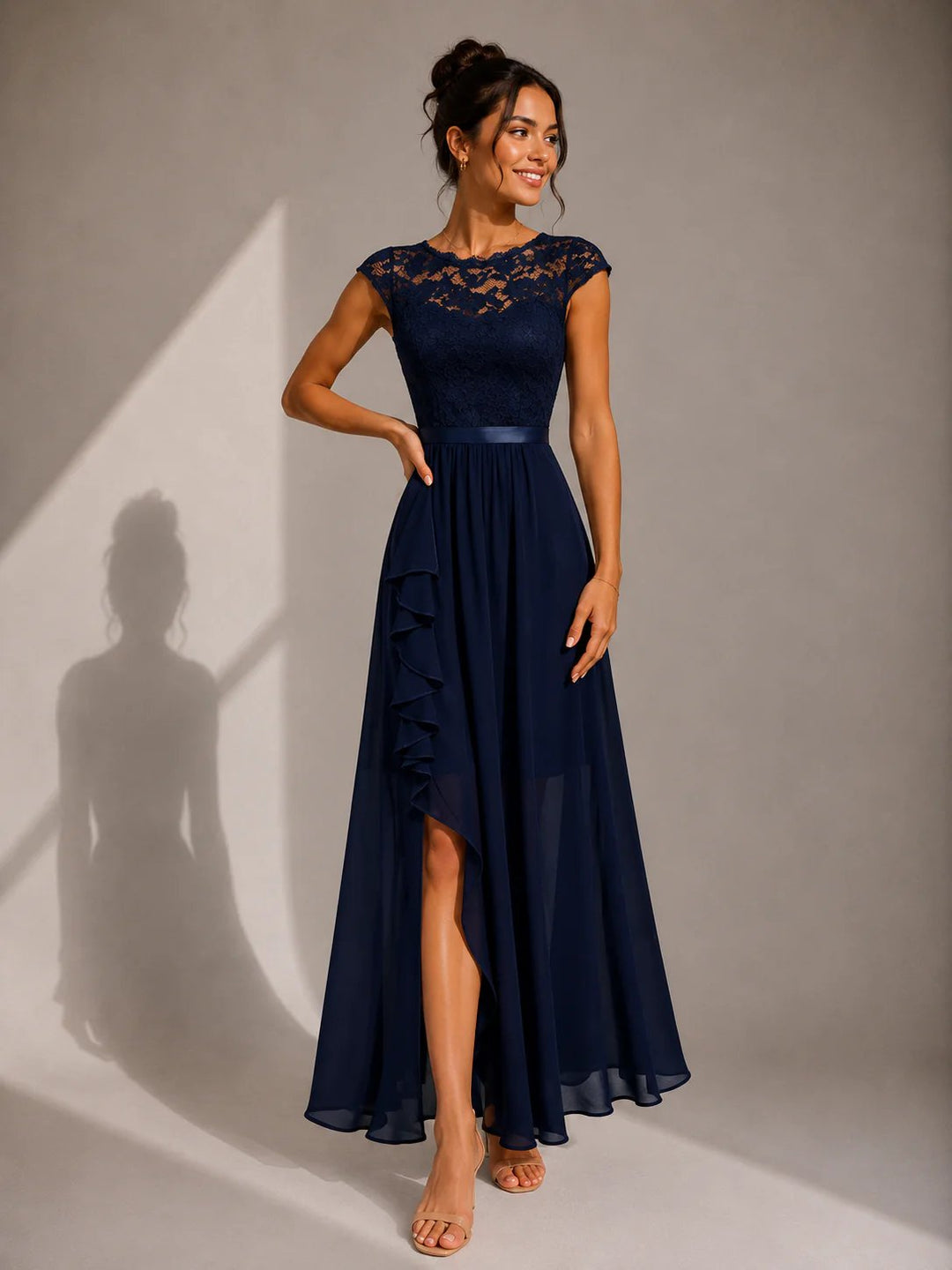 Kiana™ – Lace Bodice Asymmetrical High Low Maxi Dress