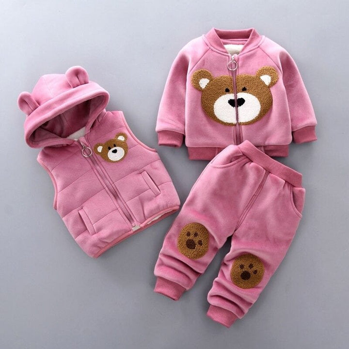 TinyTeddy™ – Koselig Bjørn Hettevest 3-delt Sett