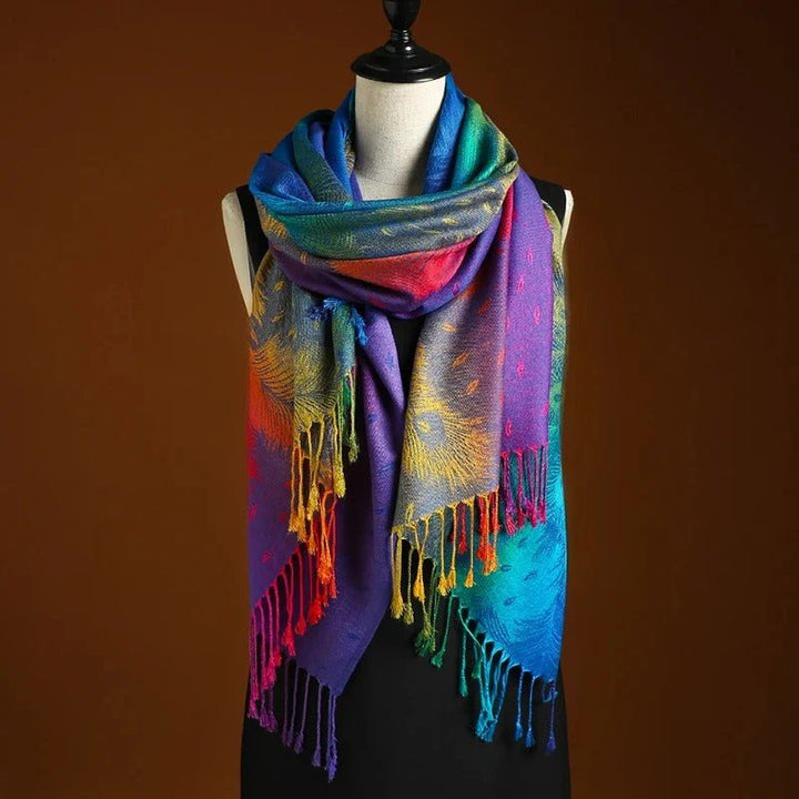 Bellina™ – Fjær Jacquard Fringed Sjall Wrap