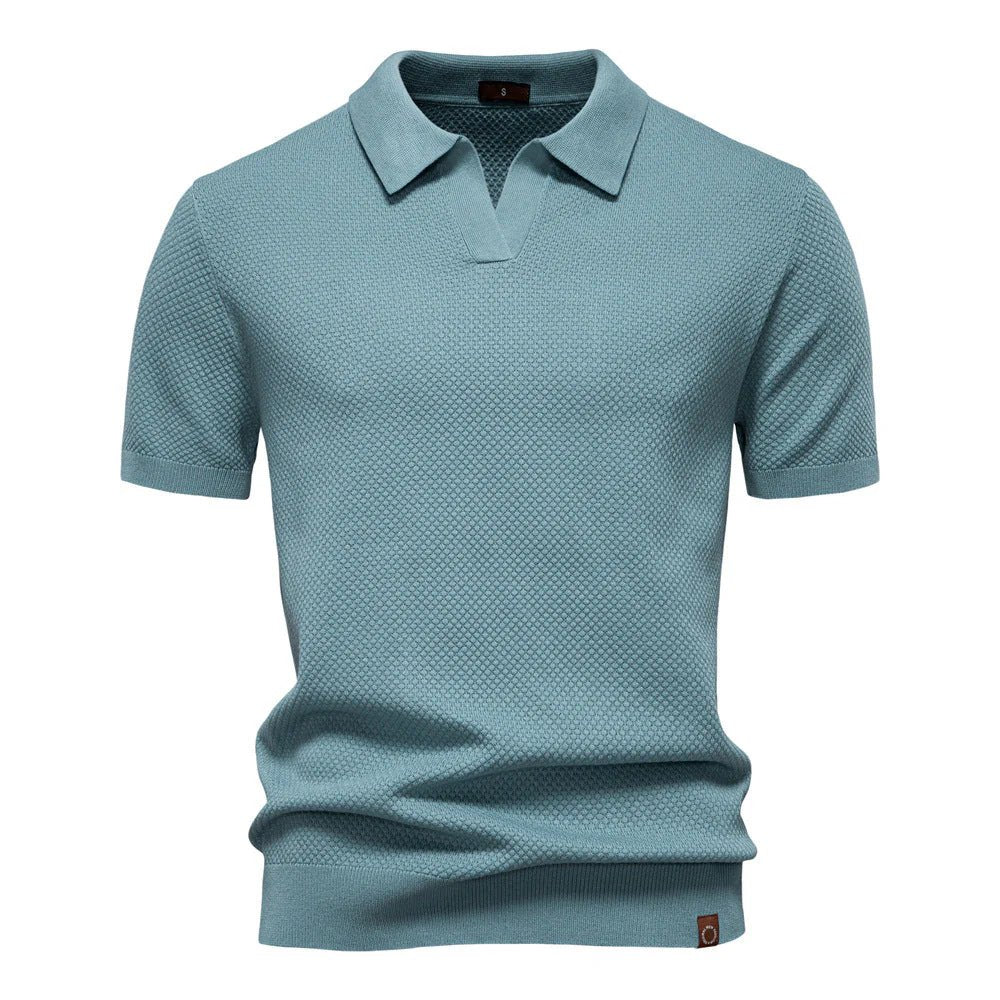 Liam™ – Strukturert Strikket Polo med Åpen Krage