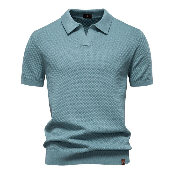 Liam™ – Strukturert Strikket Polo med Åpen Krage