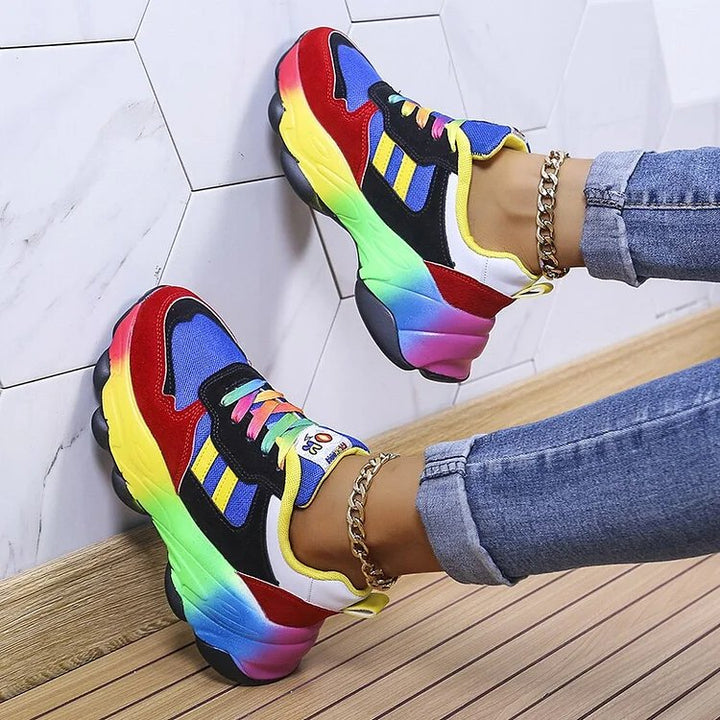 Charlotte™ – Regnbue Snøring Plattform Sneakers